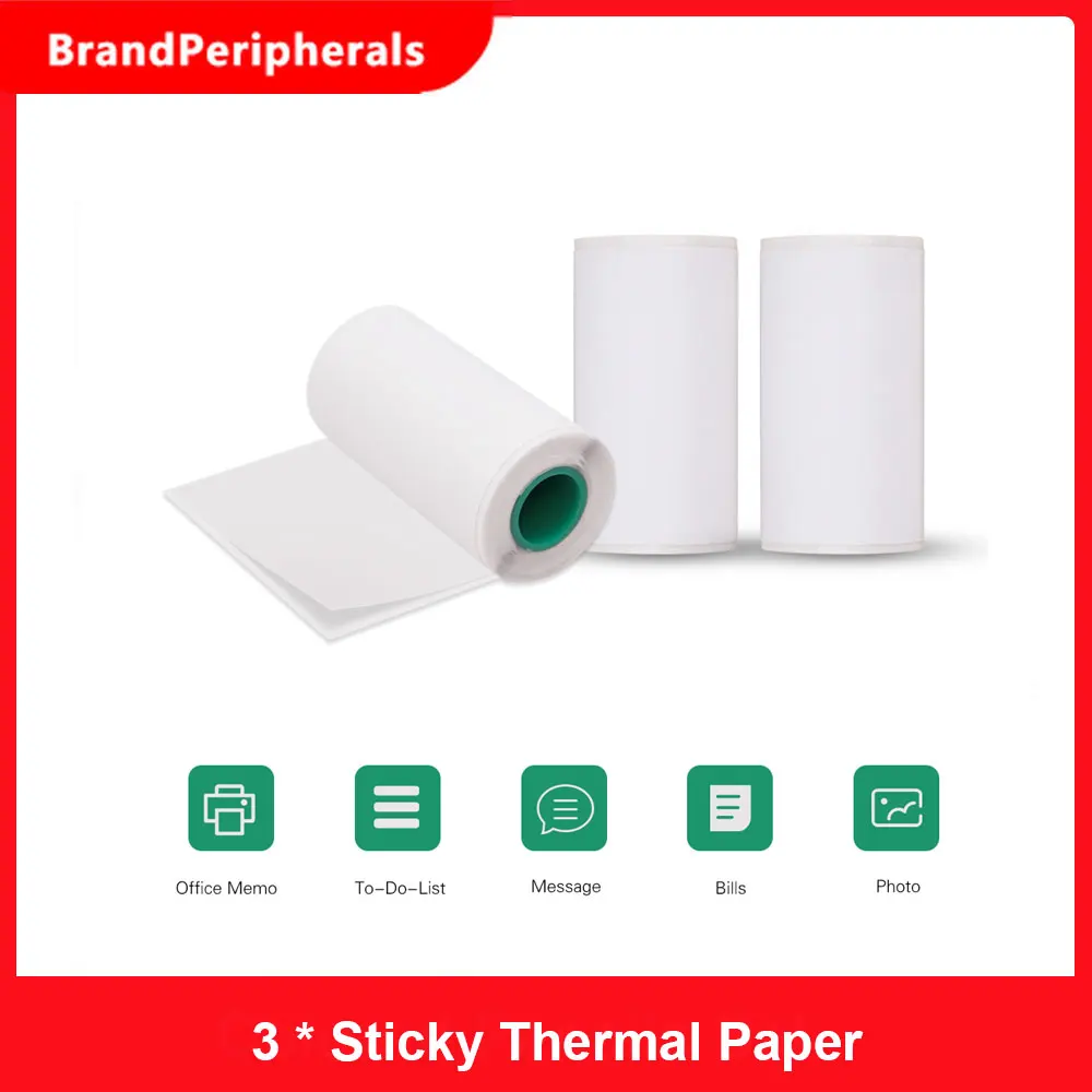 Rollo de papel térmico de larga duración, etiquetas de calcomanía adhesiva, 56x30mm, sin BPA, Fuente negra para Peripage A6/A8/Paperang P6 P1/P2