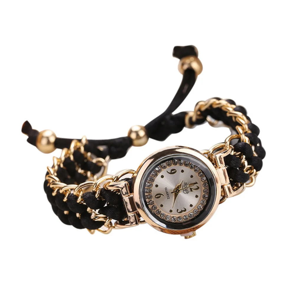 

High Quality Women Watches Luxury Ladies Watch Knitting Rope Chain Winding Analog Quartz Wrist Watch Female Clock Watch Gifts