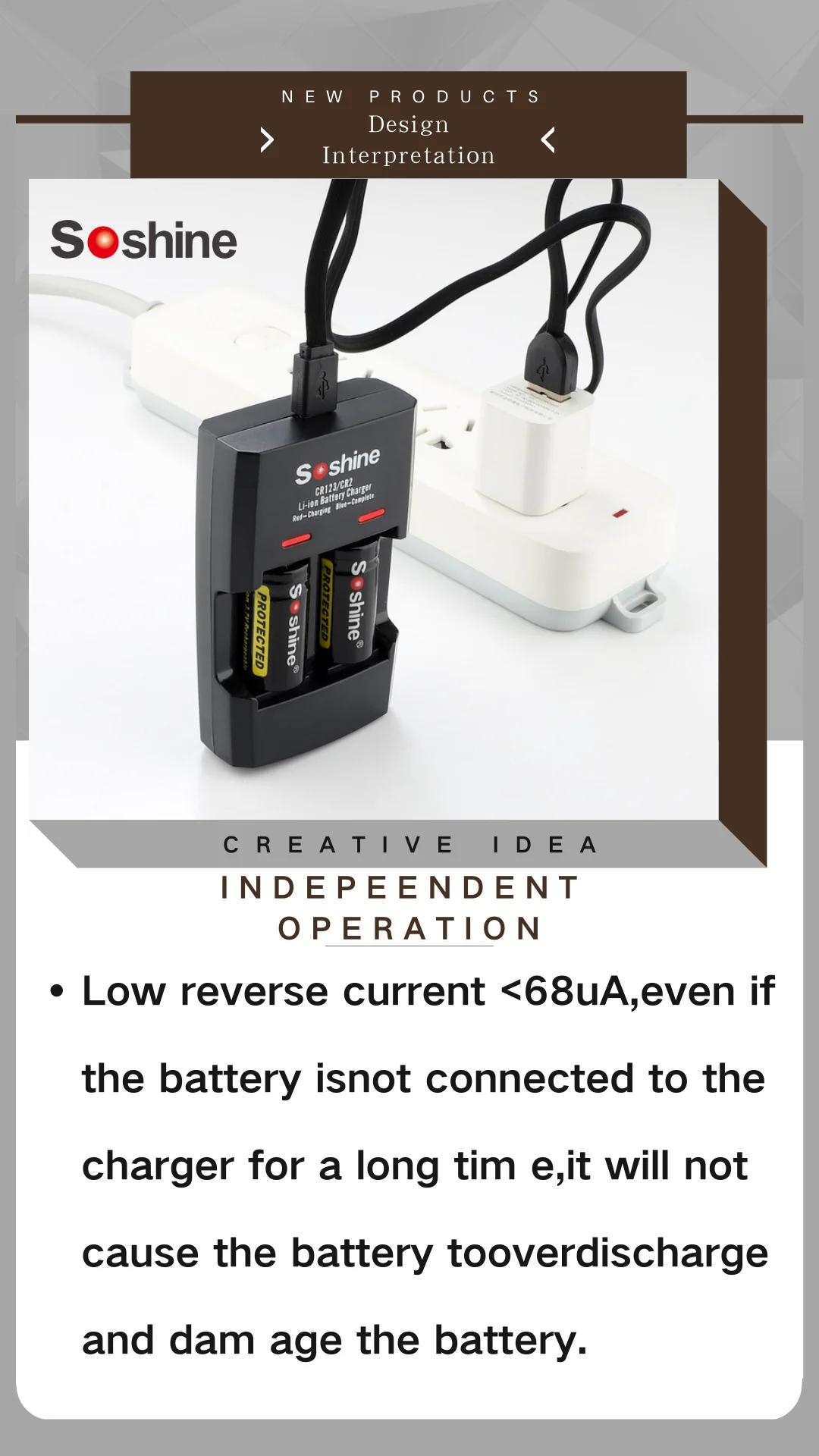 Soshine S5 USBRCR123/RCR2 Rapid Battery Smart Charger with LED 2 Slots Li-ion  Indicator for 14250/CR2/16340/17335/15266 Battery magnetic charger for smart watch