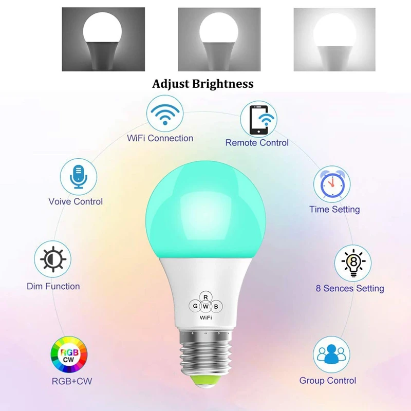 ABSS-Wifi Смарт Диммируемые светодиодные лампы, музыкальная синхронизация Rgb цвет меняющий светильник, совместим с Alexa, Echo, Google Home и Ift
