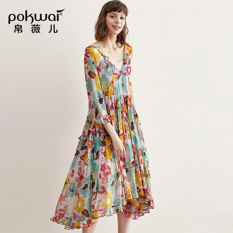 Wit Print Geel Blauw Bloemen Zijden Jurken Vrouwen 2020 Zomer Merk Lange Casual Sexy Kantoor Werk Boho Jurk Plus Size dropship Wit Print Geel Blauw Bloemen Zijden Jurken Vrouwen 2020 Zomer Merk Lange Casual Sexy Kantoor Werk Boho Jurk Plus Size dropship