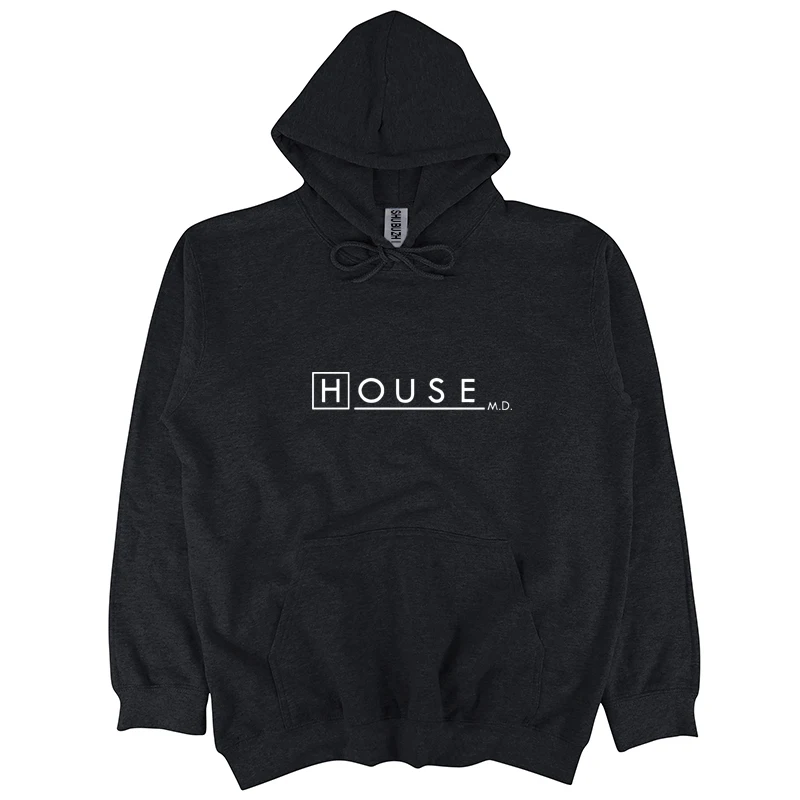 House MD толстовки для мужчин Dr House логотип белые топы Повседневная Толстовка с круглым вырезом чистый бренд принт куртка sbz8117 - Цвет: black