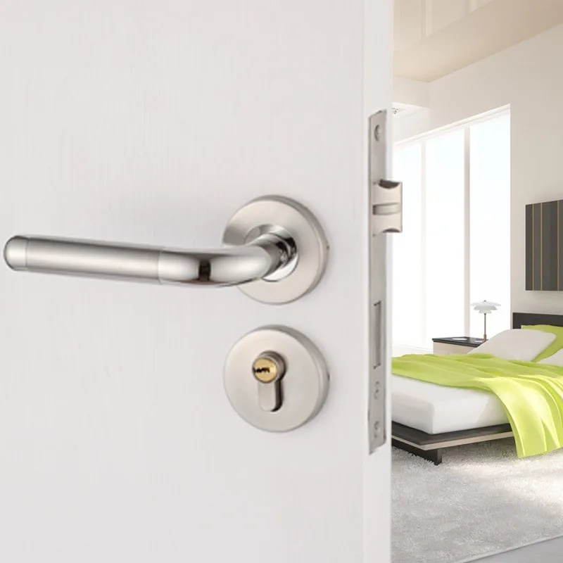 Stainless Steel Lever Handle Lock Latch Lock Sets For Bathroom Bedroom 