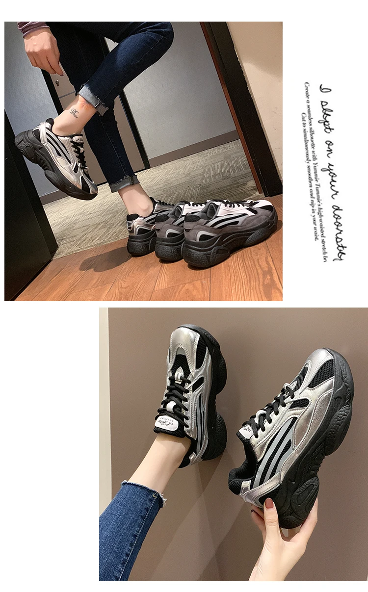Женские кроссовки на массивном каблуке; Basket Femme; коллекция года; модная обувь на платформе для тенниса; женская спортивная обувь; цвет белый, серебристый; tenis feminino