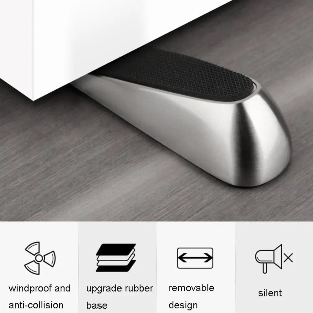 Safety Door Stopper With Metal Alloy Rubber Door Stop Wedge Works Quiet Hold Heavy Doors Firmly By Non-Skid Rubber Base Grip door stopper,silicone door stopper,door stopper bumpers
