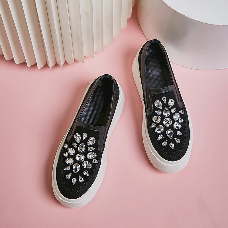 

Women's genuine sude leather bordered slip-on platform flats loafers leisure soft comfortable espadrilles moccasins shoes