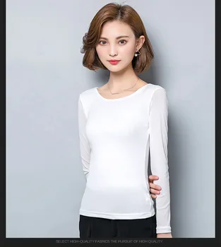 

2020 women's solid color round neck long sleeve slim bottoming T-shirt gray
