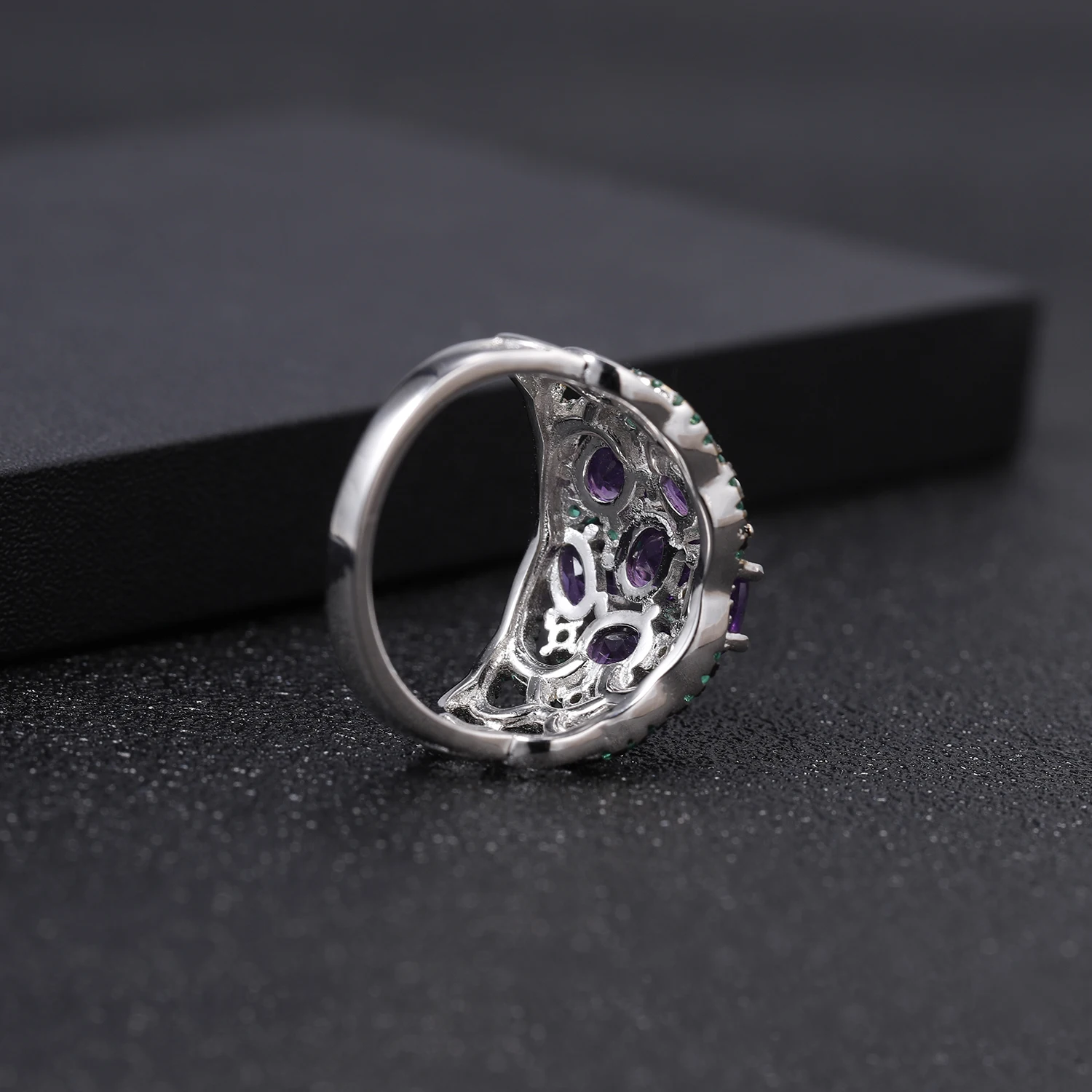 GEM'S BALLET, 1.97Ct, натуральный аметист, камень, кольца, Настоящее 925 пробы, серебро, Арт Деко, кольцо на палец для женщин, хорошее ювелирное изделие