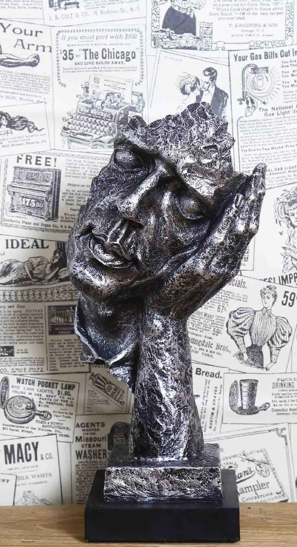 Silver not listen Творческий Thinker Статуи Ретро абстрактные символы фигурка не слушайте/говорить/выглядеть миниатюрная скульптура домашних настольных подарок корабля - Цвет: Silver not listen