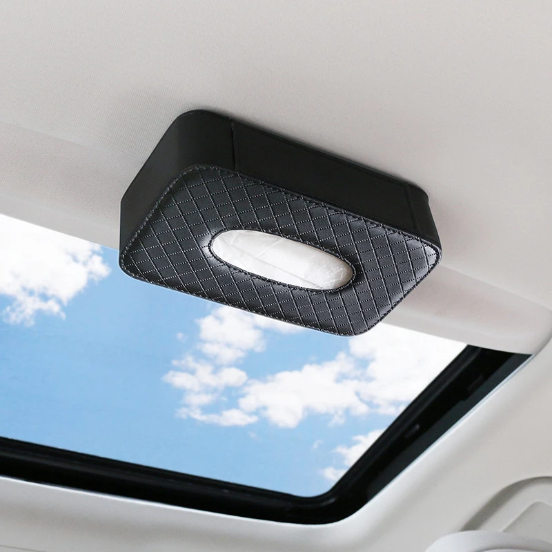 

1 PC Car Tissue Box Tissue Organizer Storage Auto Sun Visor Tissue Mask Storage Box Holder 3 Colors PU Leather Car Accessories