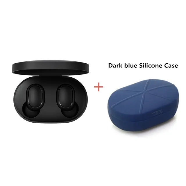 Оригинальные наушники Xiaomi Redmi Airdots TWS, Bluetooth гарнитура, стерео Бас BT 5,0 с микрофоном, управление AI - Цвет: Add dark blue case