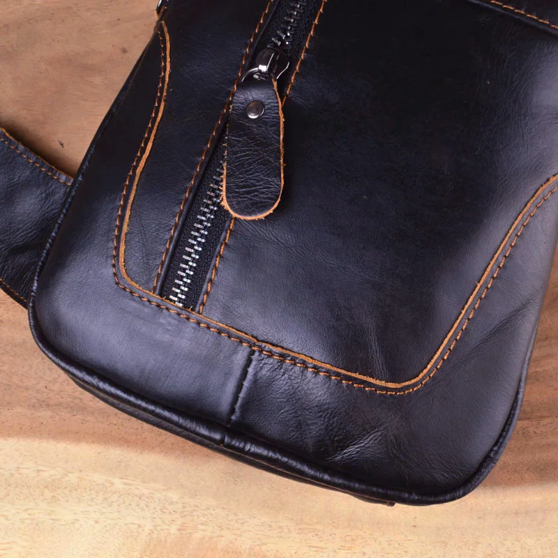  AETOO Male Bags Genuine Leather Shoulder Messenger Bag Men Sling Chest Pack Crossbody Bags for Men  - 32920535687