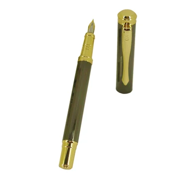 

ACMECN Unisex Diamond Pattern Fountain Pen Slim Metallic Grey Metal Pen with Gold Accent 0.5mm Signature Pen for Christmas Gifts
