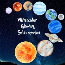 9 планет Солнечная флуоресцентная Настенная Наклейка Водонепроницаемая планета детская комната мальчик спальня светящаяся Настенная Наклейка