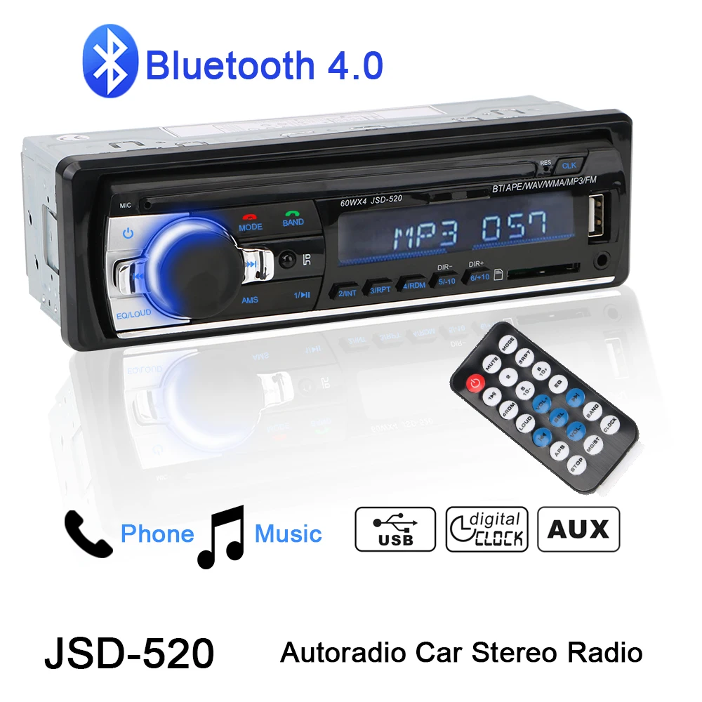 

Автомагнитола с USB/SD-разъемом, Автомобильный MP3-плеер с дистанционным управлением, цифровым Bluetooth, 12 В, AUX входом, FM-радио, стерео