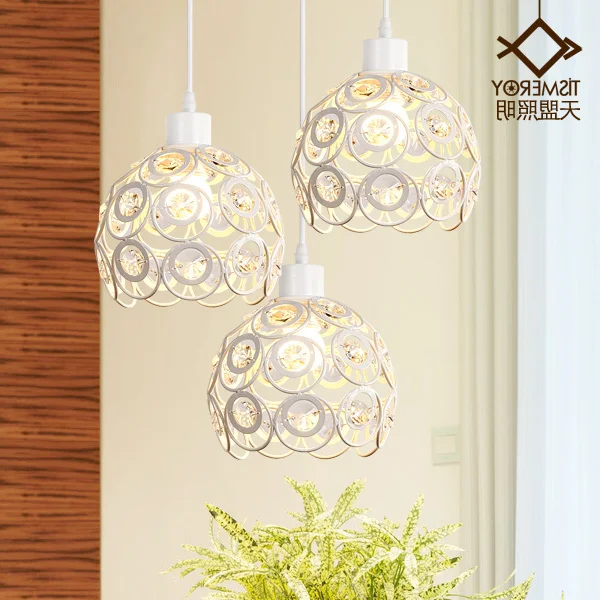 

Art Modern Minimalist Single Head Led Aisle Bar Restaurant Lamp Personality Three Crystal Dining Pendant hanging lamp