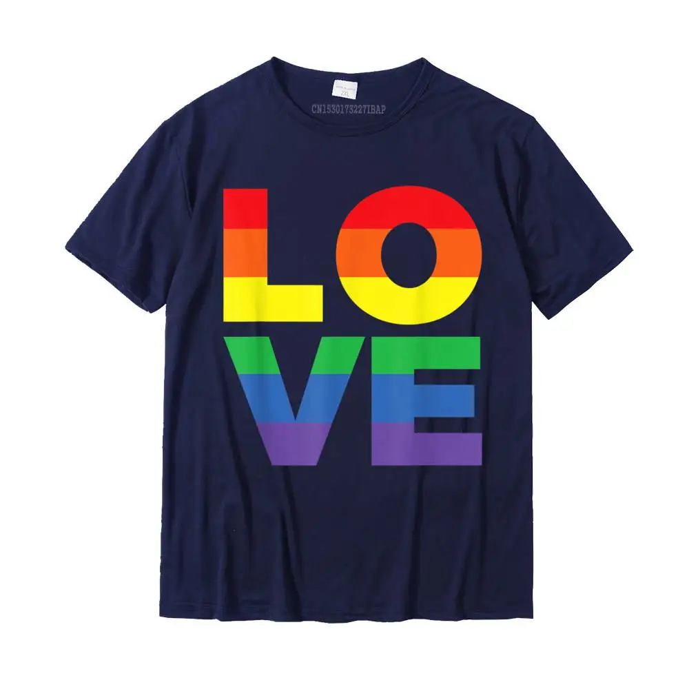 CasualStreet Short Sleeve T Shirt Summer Autumn Funky Round Collar 100% Cotton T Shirts Men's T-shirts Design  LOVE in Rainbow Flag Colors - LGBTQ+ Lesbian Gay T-Shirt__MZ16539 navy