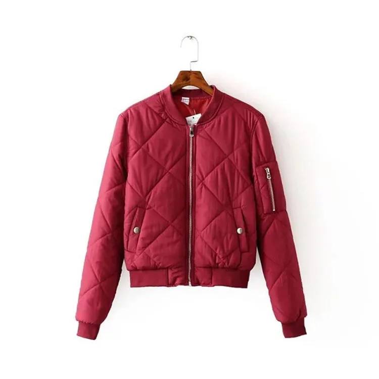 

Solid Color Rhombus Stand Collar Long Sleeve Baseball Uniform Cotton-padded Clothes
