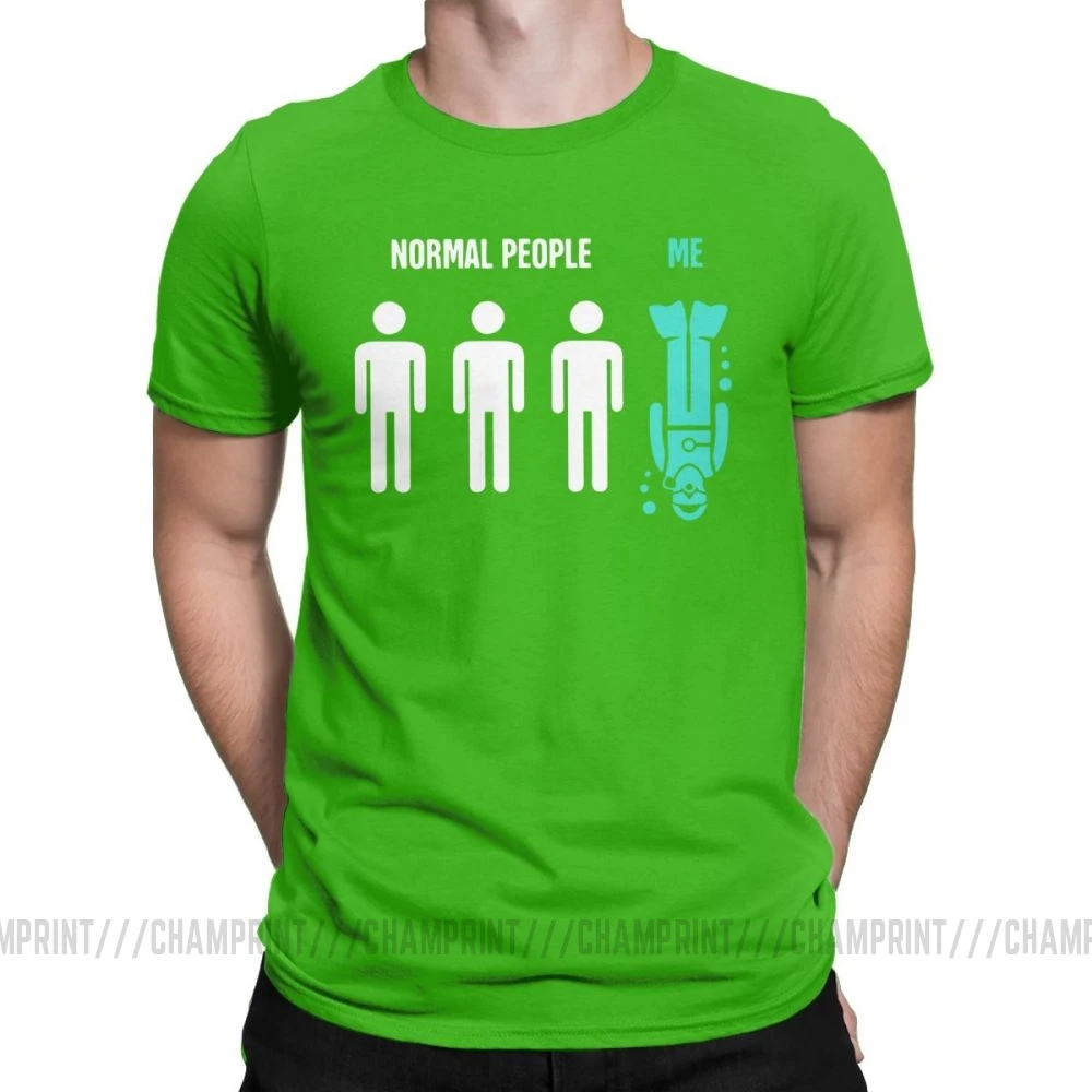 Мужские Забавные футболки для дайвинга с надписью Normal People Me, Спортивная футболка для дайвинга, дайвинга, подводного плавания, хлопковые топы, футболка с коротким рукавом - Цвет: Зеленый