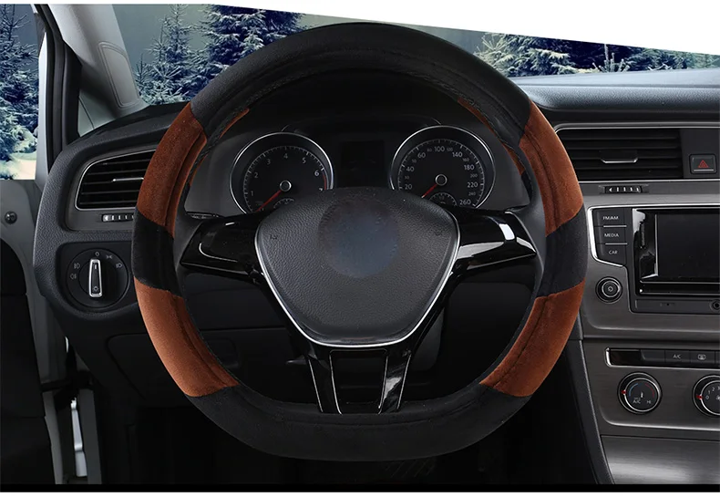 DUKEAUTO плюшевый D Тип зимний теплый тепло 38-40 см автомобиль-Стайлинг интерьерные Аксессуары спортивный авто руль чехлы противоскользящие U