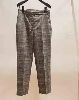 

Women Pants 2019 Autumn and Winter New British Style High Waist Straight Nine Pants Suit Pants