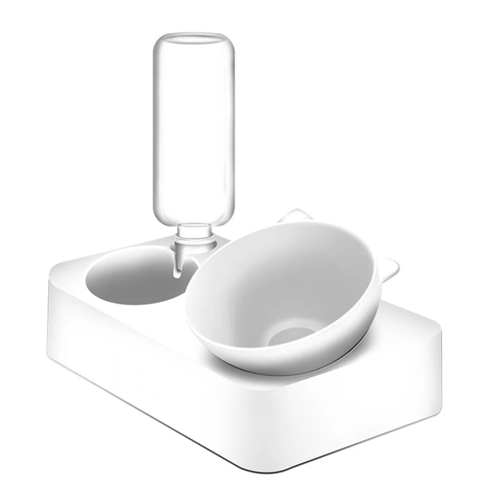 white-1 Миска для собаки, кормушка, миска для кошачьего корма, фонтан для воды, двойные миски, подставка для питья, миска, миски для домашних животных, 2 в 1, кормушка для домашних животных - Цвет: white-1