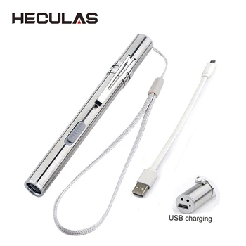 

HECULAS USB Rechargeable Flashlight Powerful Mini LED Torch Penlight Hanging Lamp With stainless steel Clip for Outdoor Activity