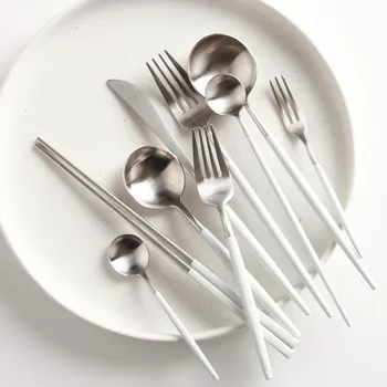 

Kitchen Tableware Stainless Steel Cutlery Dinner Set Knives Forks Spoons Cutlery Set Black and Gold Dinnerware Set Dropshipping