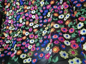 

High-quality cashew flower embroidery net lace fabric evening dress upscale ladies skirt fabric embroidery 5 ya