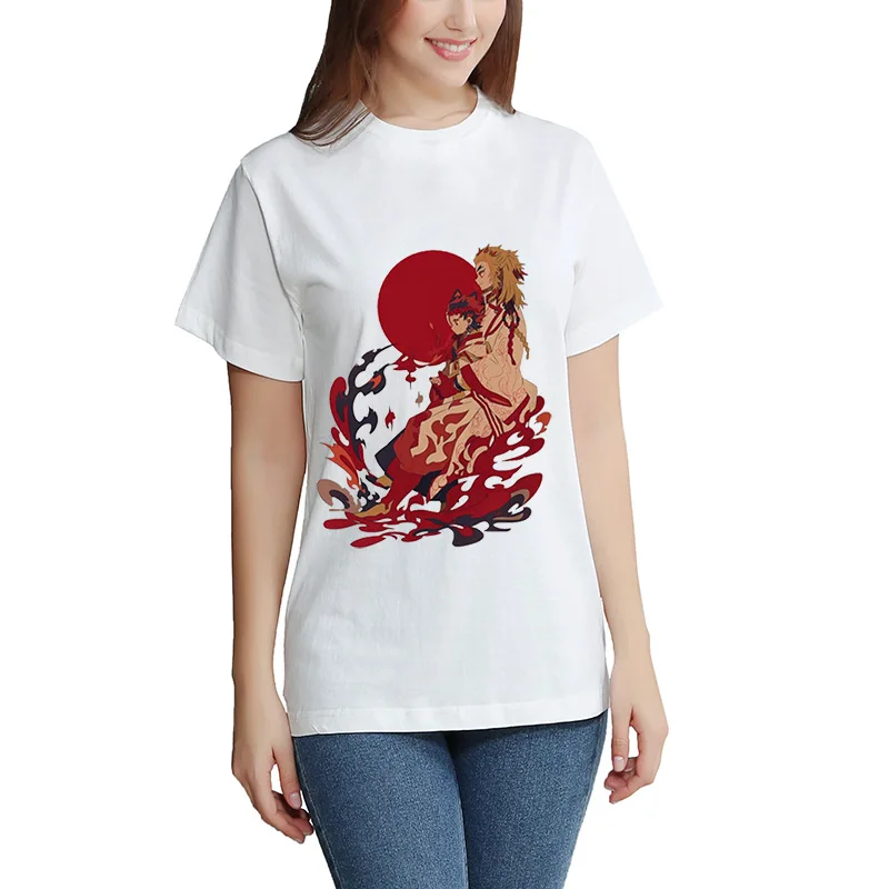 Kimetsu No Yaiba T-shirt Short Sleeve Men's And  Women's Tees Tops Kids Demon Slayer Oversized T Shirt DIY Photo Log Customized