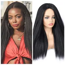 Marquesha модные Стиль яки прямые черные синтетические Синтетические волосы на кружеве парики для Для женщин Синтетические волосы на кружеве Яки парики
