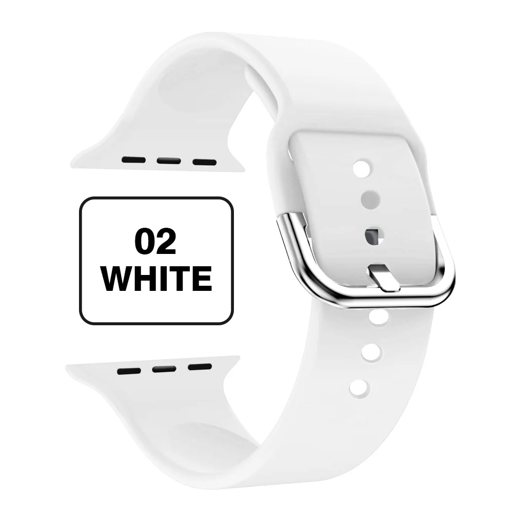 Подходит для Apple 38 мм 42 мм iWatch 4 44 мм 40 мм u-образная Пряжка спортивные силиконовые часы Apple 5 Аксессуары - Цвет ремешка: White