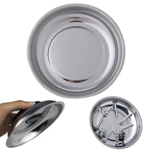 Round Magnetic Parts Tray Bowl Dish Stainless Steel Garage Holder Tool Organizer