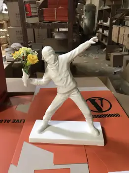

Banksy Throwing Flowers ART Ornaments Brand New Miniature Models White And Black Boy