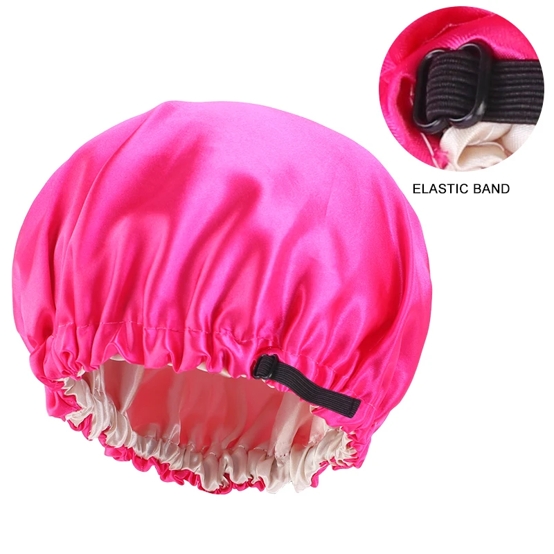 New Reversible Satin Bonnet double layer adjustable size Sleep Night Cap Head Cover Bonnet Hat for For Curly Springy Hair Black ladies head wraps Hair Accessories