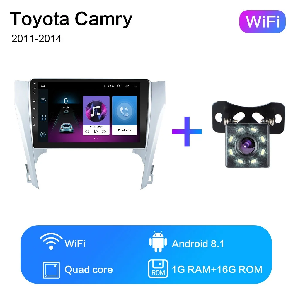 WIFI 1G-16G-8LED 2G+ 32G 1" 2din Android 8,1 GO автомобильный dvd-плеер для Toyota Camry 8 50 55 2011- Автомобильный Радио gps навигация wifi DPS ips плеер - Цвет: WIFI 1G-16G-8LED