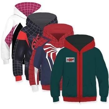 

Kids Spider-Man Hoodies Sweater Cosplay Spider-Man Into The Spider-Verse Miles Morales Cosplay Costume