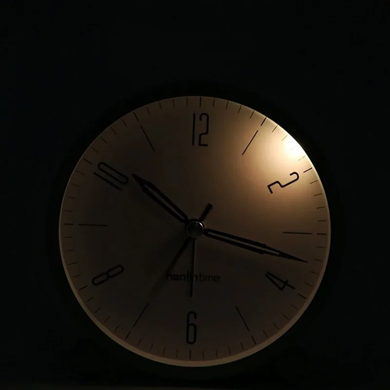 4 дюйма круглые металлические часы офисные настольные часы простые прикроватные для спальни светящиеся тихий будильник домашний декор
