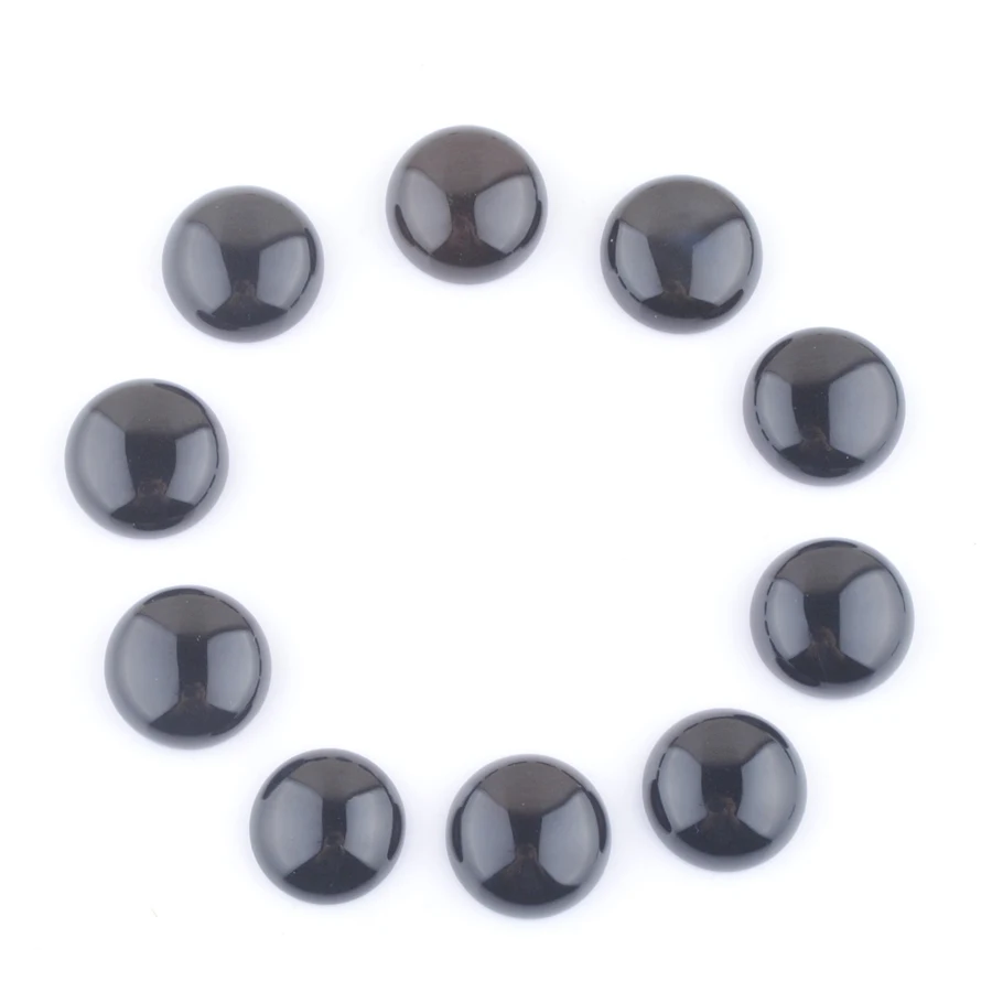 

18mm Black Agates Cabochon Bead Round CAB No Hole Healing Stone Beads For Women Jewelry Making DIY Fittings 20Pcs TU3421
