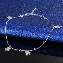 Посеребренный ножной браслет Модный корейский стиль милый Клевер хипстерские украшения для ног