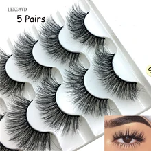 5 пар женские модные натуральные длинные 6D искусственные норковые волосы Накладные ресницы Wispies ручная работа бескровные крест-накрест ресницы макияж
