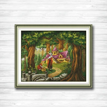 

The fairy tale hut scenery painting dmc 14CT 11CT counted cross stitch Needlework Set Embroidery kits chinese cross stitch