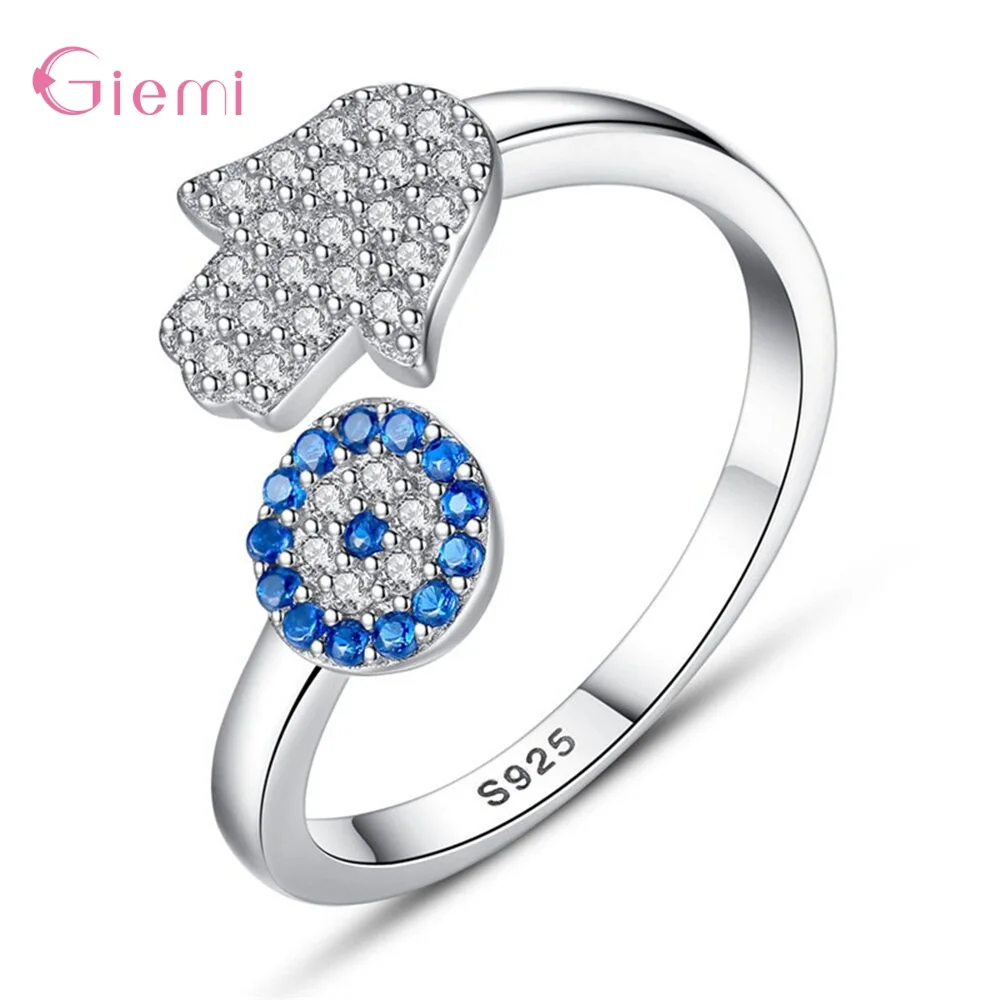 

Trendy Popular Authetic 925 Sterling Silver Charms Blue Stunning Crystal Mushroom Open Ring For Wowen Girls Fashion Jewelry
