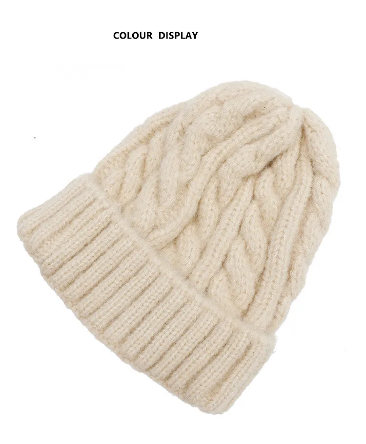 Толстые кашемировые вязаные шапки Skullies из кашемира женская шапка вязаные теплые шапки унисекс теплая шапочка-бини
