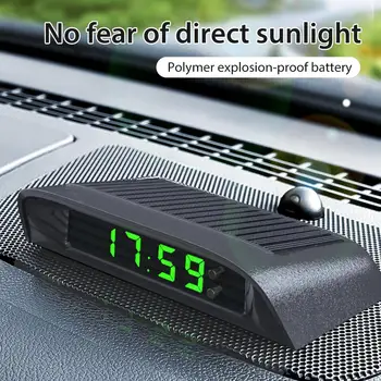 

Car Clock Auto Internal Stick-On Digital Watch Solar Powered 24-Hour Built-in Battery Car Decoration Electronic Accessories