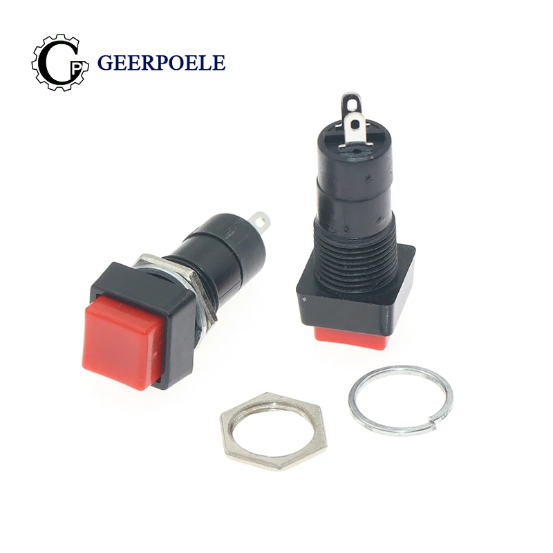 

GP 10 pcs/lot PBS-12 Self-locking/Reset 2P 12mm Hole Diameter 250V 1A Push Button Switch Tactile Tact Switch Direct Patch Metal