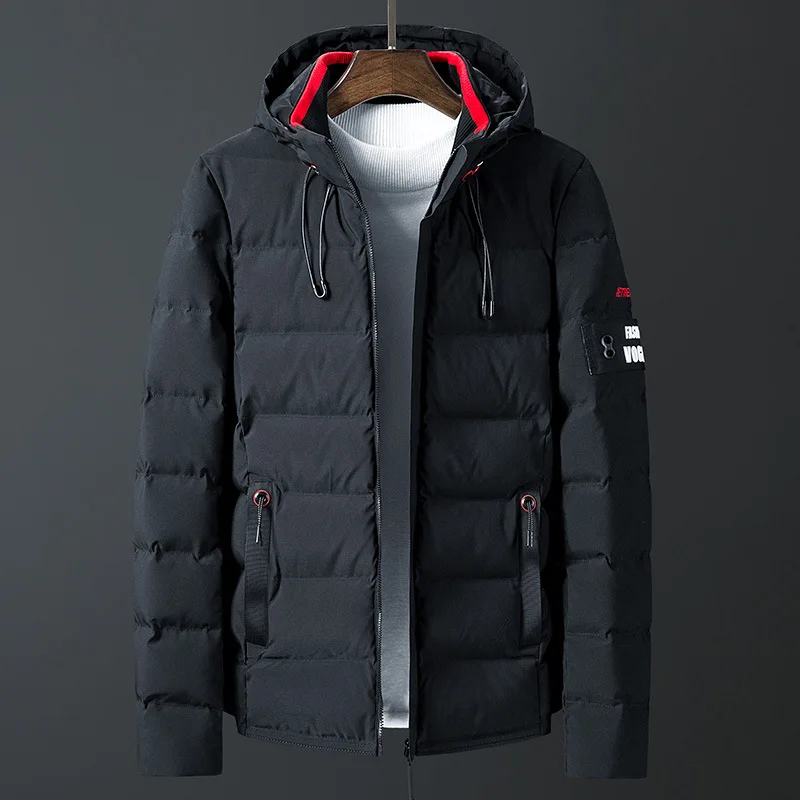 Cena Streetwear moda kurtka zimowa mężczyźni gruby kaptur ciepła parka mężczyzna płaszcz zimowy Casual Slim Student mężczyzna płaszcz 6XL 7XL ABZ612