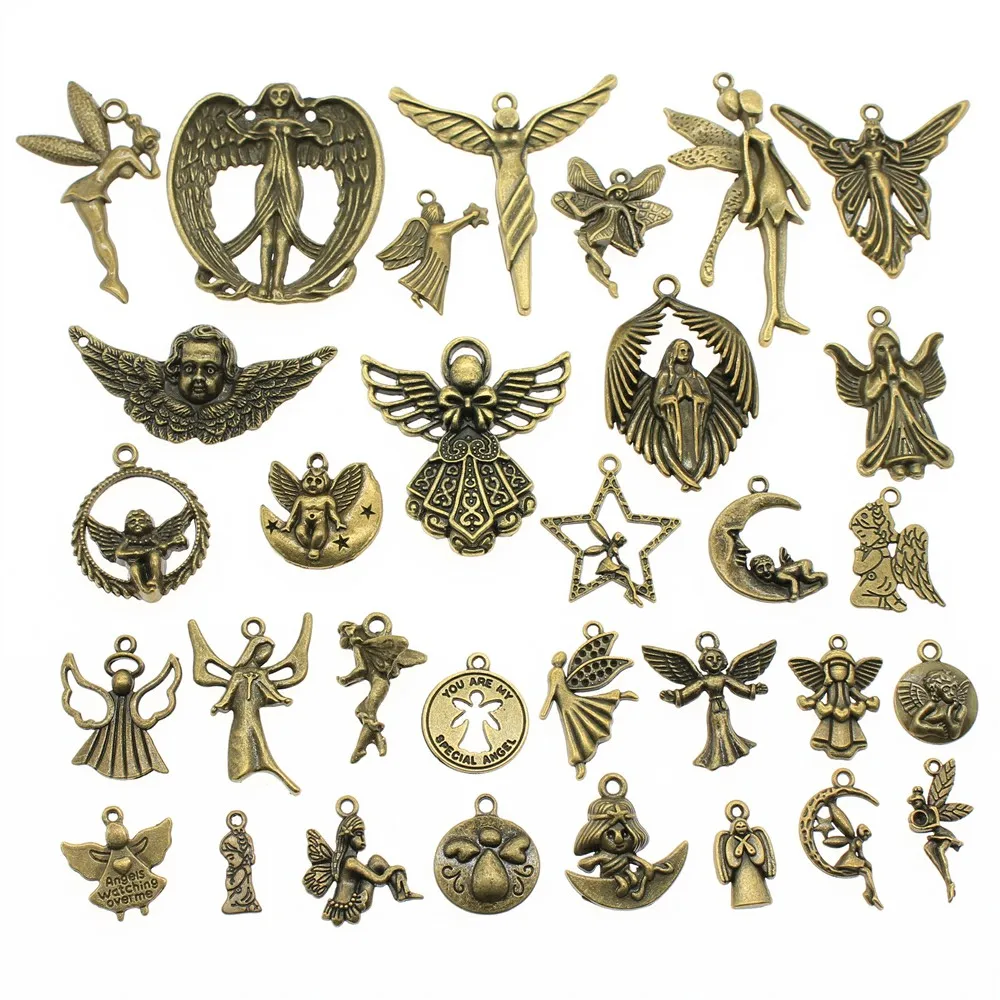 WYSIWYG 40g Antique Bronze Color Zinc Alloy Random Mix Styles Angel Charms DIY Handmade Craft For Jewelry Making | Украшения и