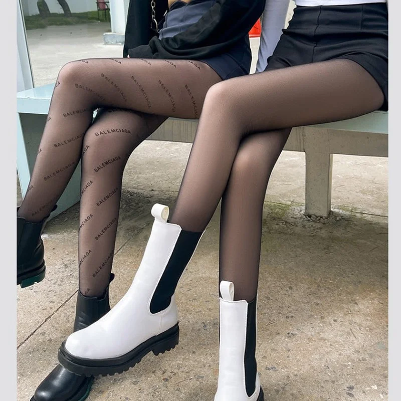 hue socks Four Seasons Small G Moon Hollow Fishnet Stockings Trousers Tights White Punk Pantyhose Stockings Sexy Letters Embroidery Lolita black knee high socks