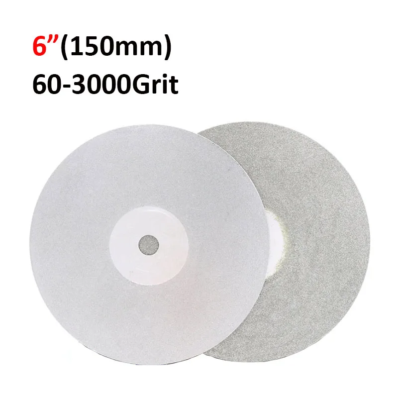 1 pz 6 ''150mm disco diamantato rivestito a disco piatto disco abrasivo disco 60-3000 grana foro 12.7mm/16mm/20mm